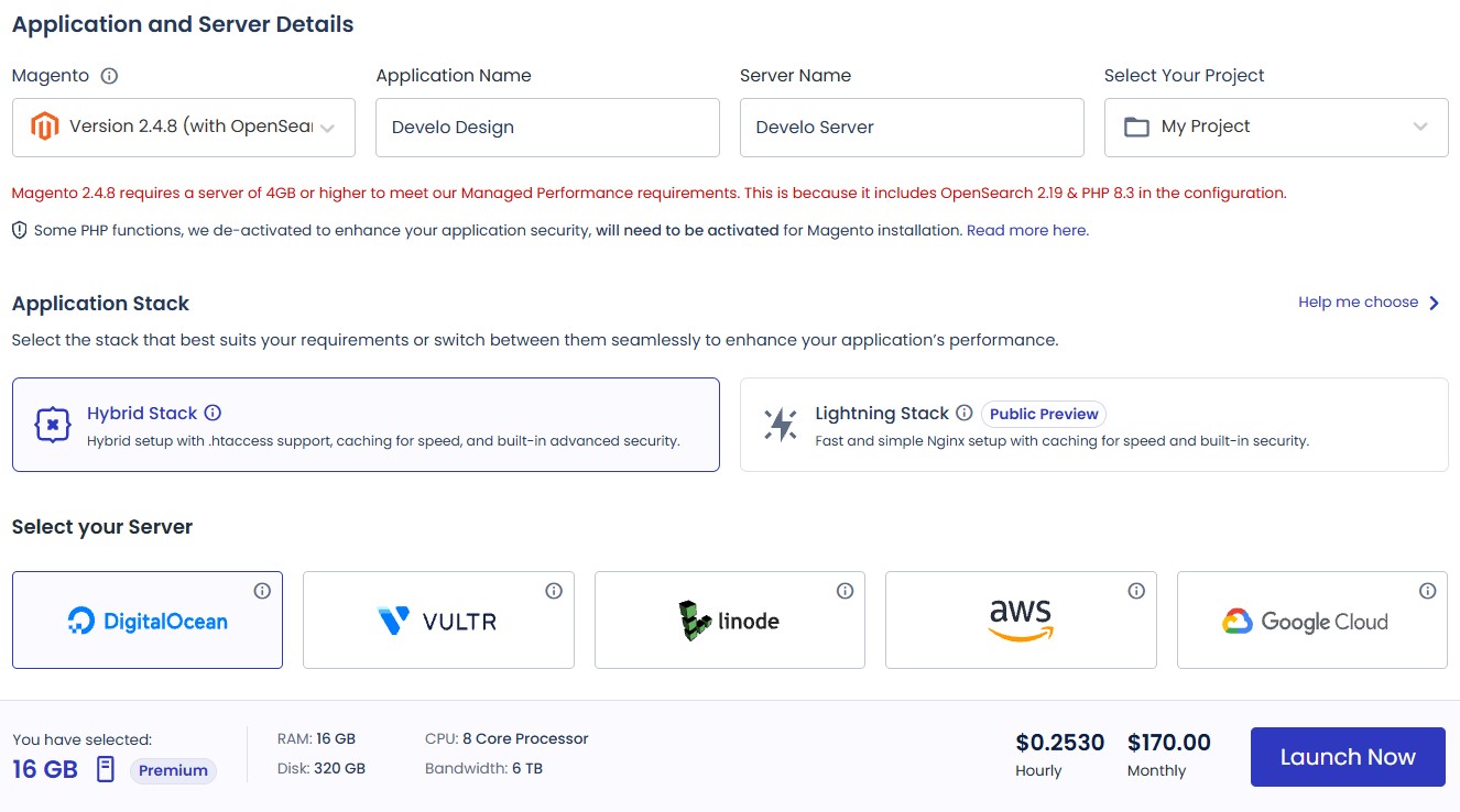 application and server details