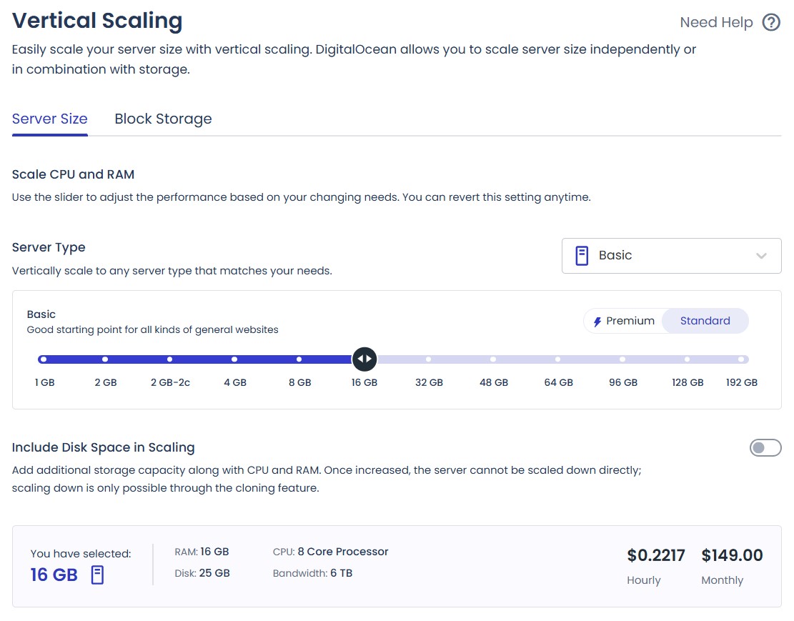 cloudways vertical scaling feature