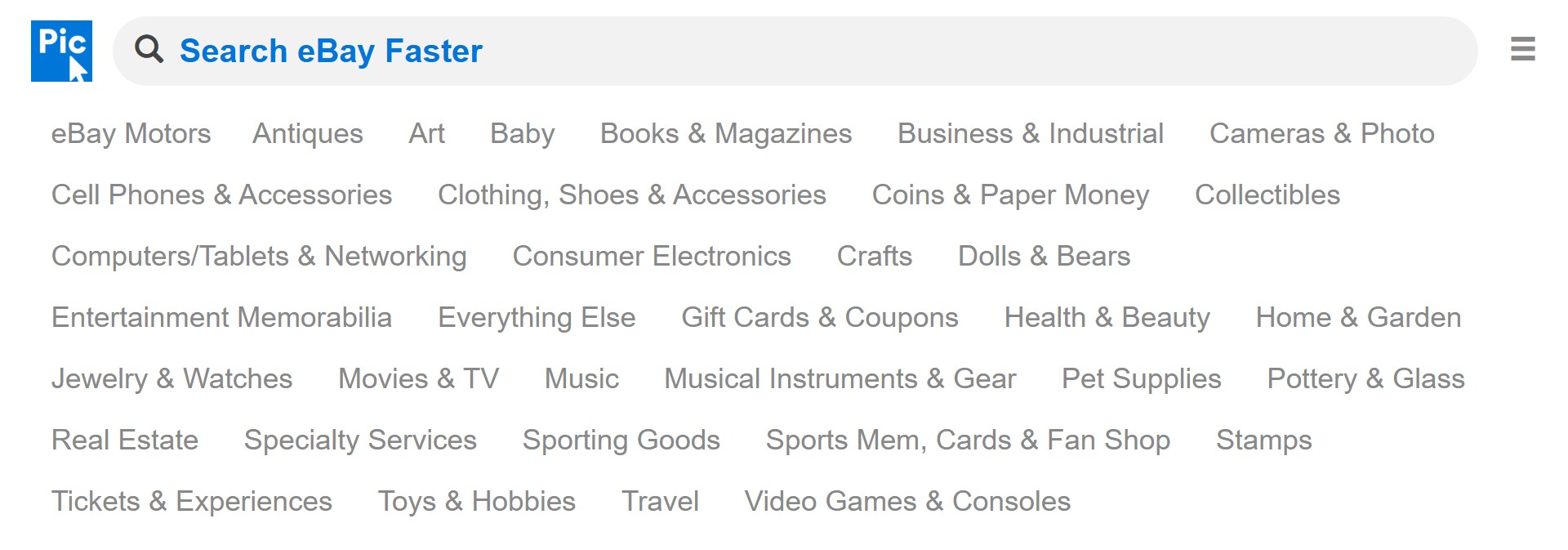 picclick ebay search interface
