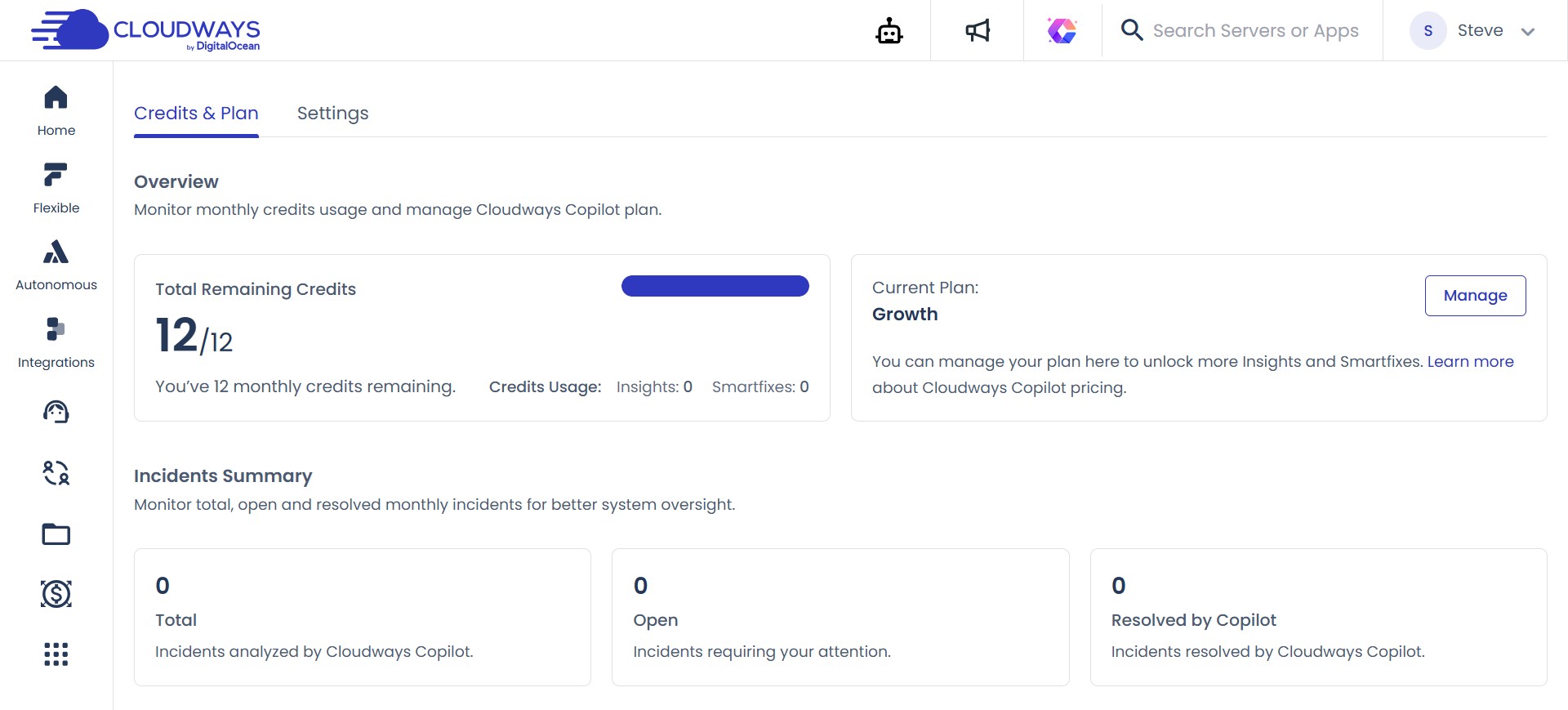 cloudways copilot dashboard